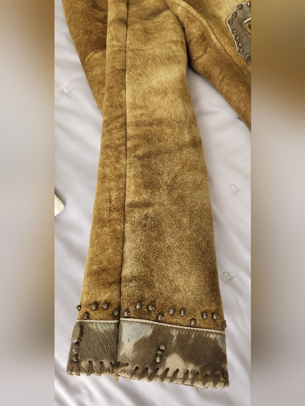Vintage Genuine Tan Shearling Jacket with Genuine Fur Collar - Picture 15 of 16